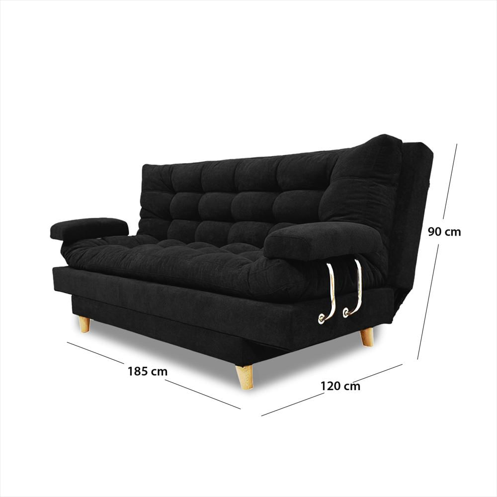 Sofá Cama Napoles Con Brazos Negro img #3