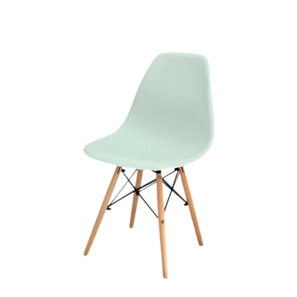 Silla Eames Plastico Patas En Madera Moderna Pc071