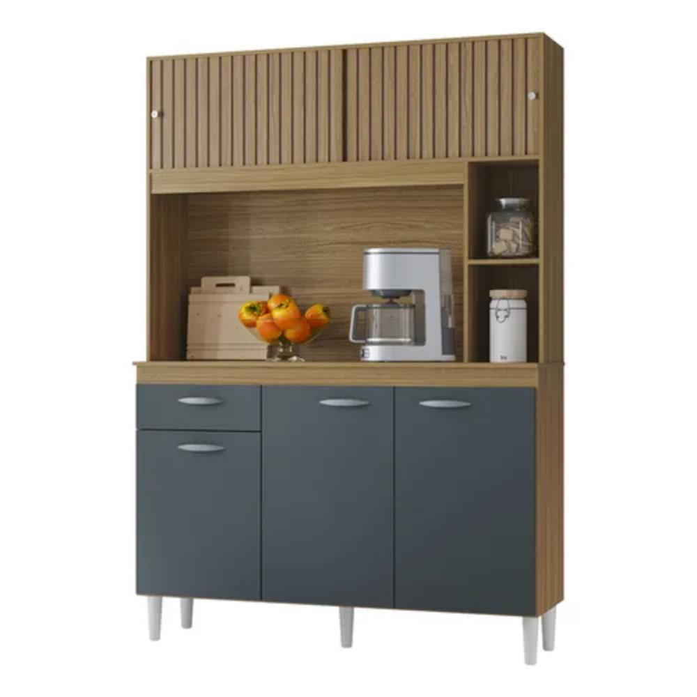 Alacena Mueble Auxiliar Cocina Kit Duda Acanalda Dama Gris