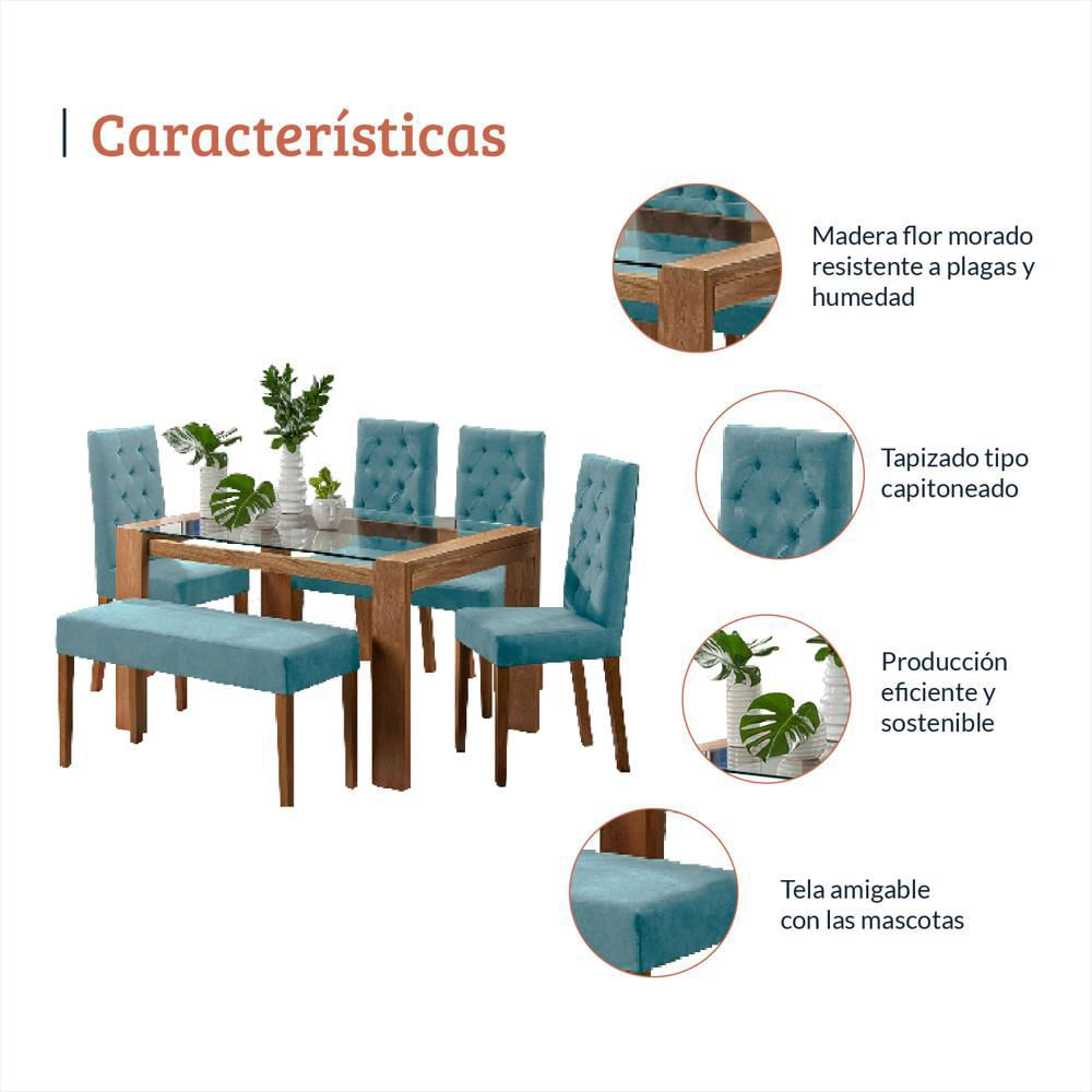 Juego De Comedor 6 Puestos Miguel Angel Turquesa img #3