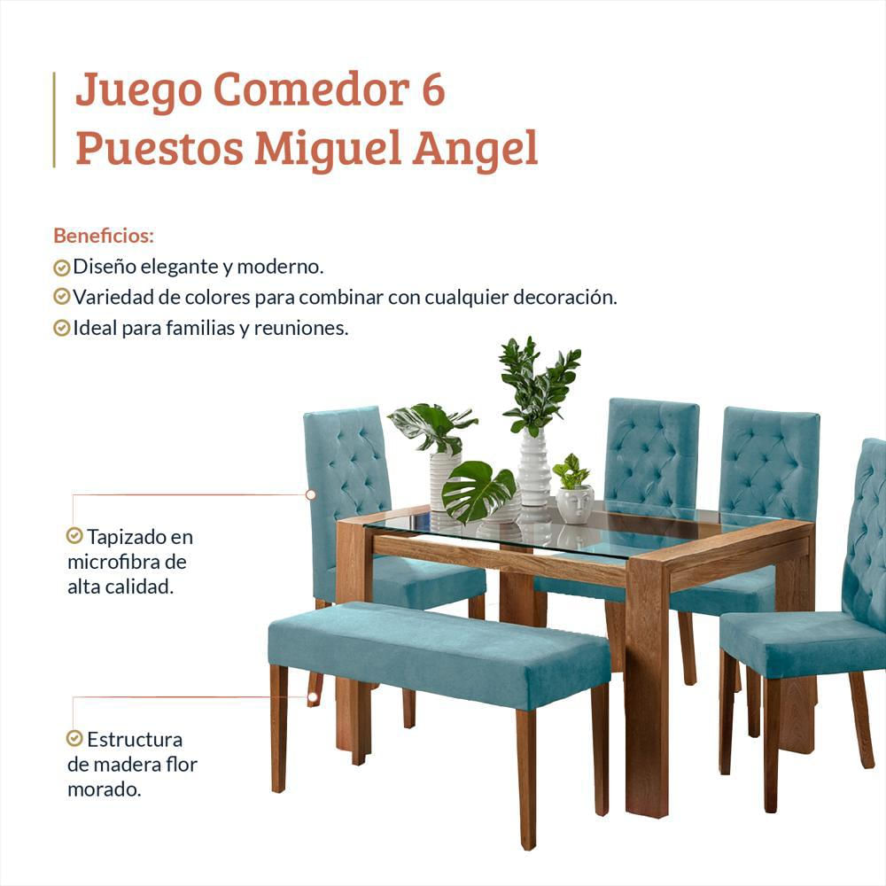 Juego De Comedor 6 Puestos Miguel Angel Turquesa img #4