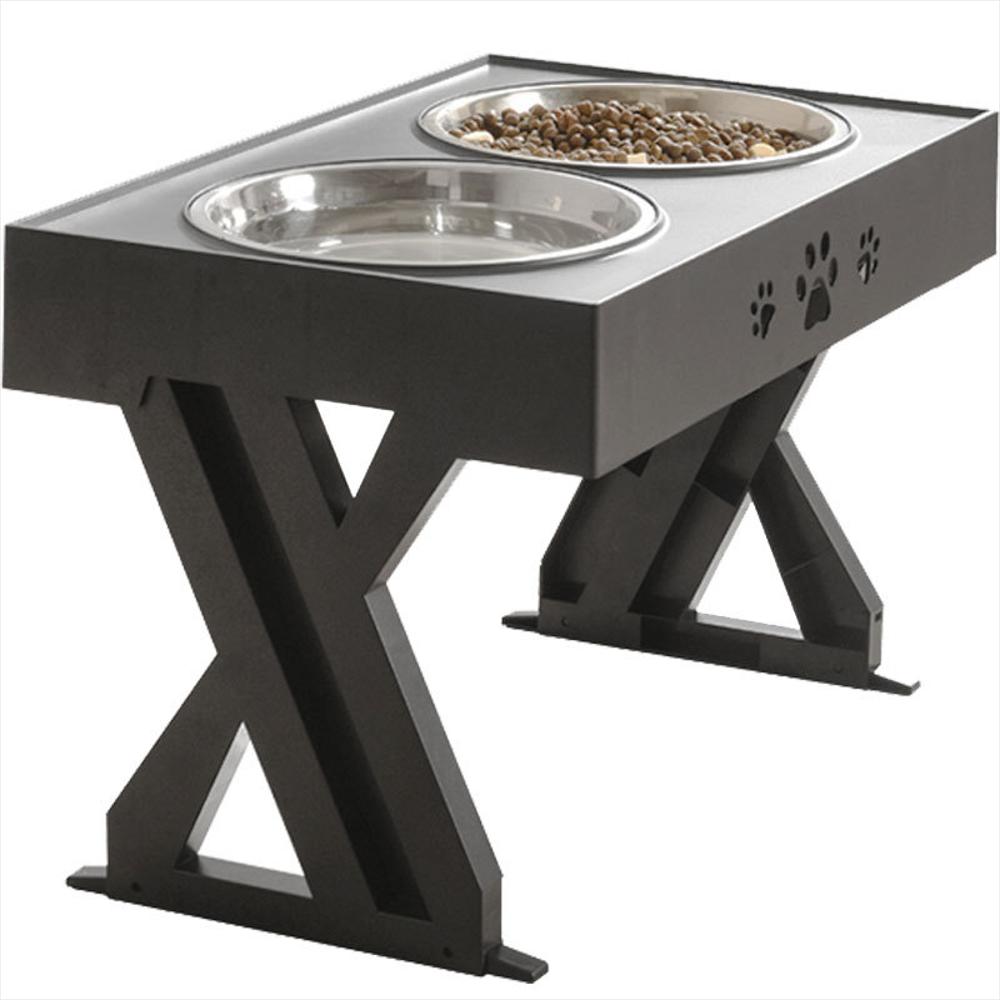 Comedero Y Bebedero Elevado Con Base Ajustable 3 Alturas Negro img #2