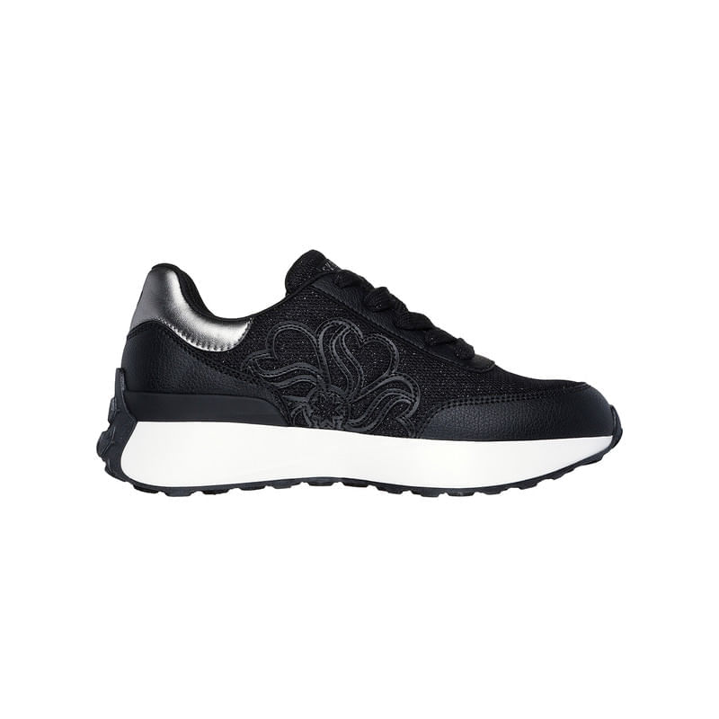 Tenis Skechers Lingo Mujer Color Negro Plateado Blanco