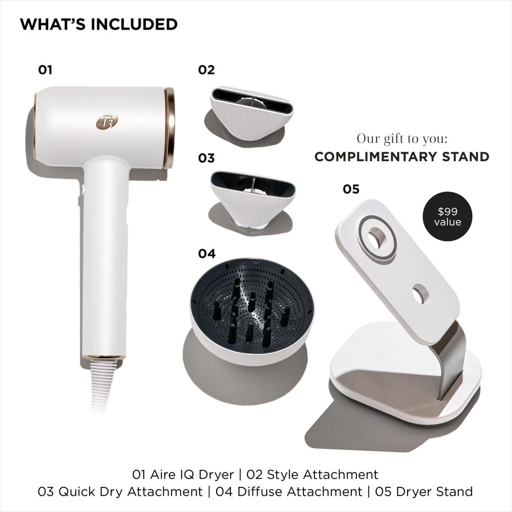 Secador De Pelo T3 Aire Iq Con Boquillas Blanco img #3