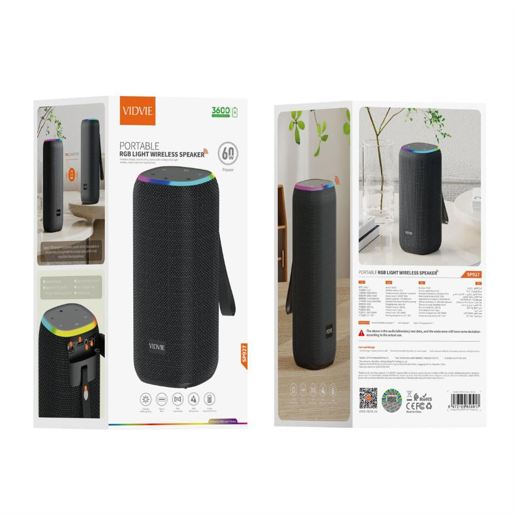 Parlante Bluetooth 60W Vidvie Sp927 Negro img #3