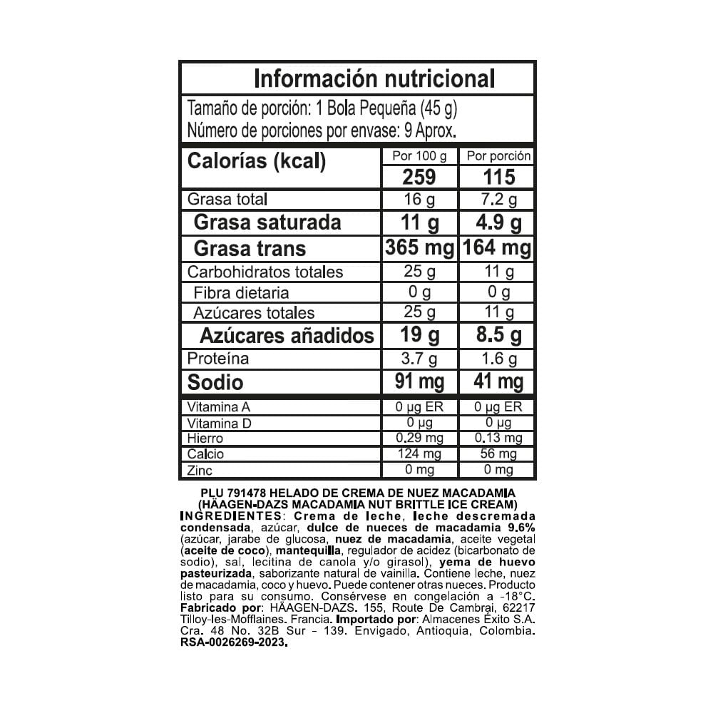 Helado HAAGENDAZS MARCA EXCLUSIVA trozos de macadamia (415  gr) img #2