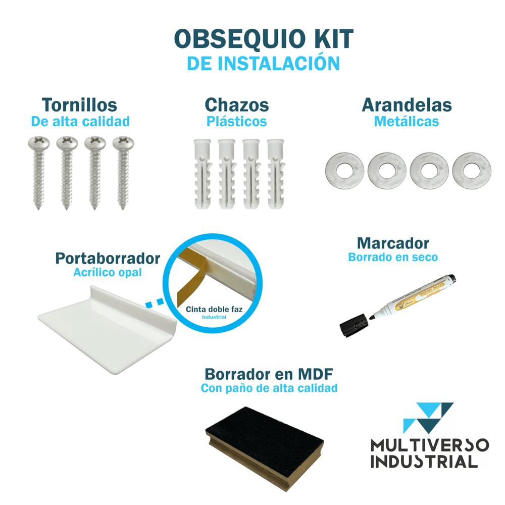 Tablero Borrable Acrílico Blanco 120 X 60Cm + Kit Obsequio img #5