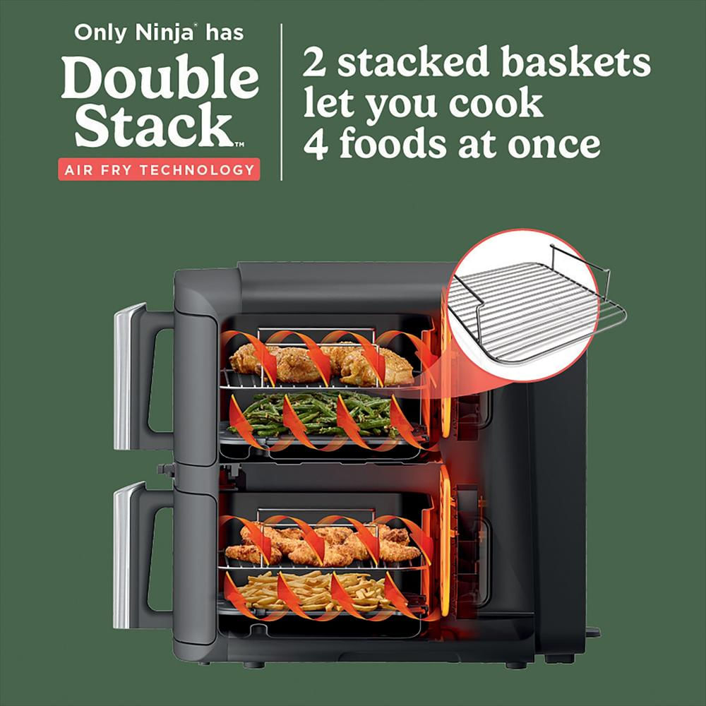 Freidora De Aire 10 Qt Ninja Doublestack Xl Con 2 Cestas Y Termómetro img #3