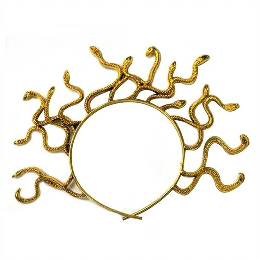 Diadema Medusa Serpientes Disfraz De Halloween Doradode Plastico img #1