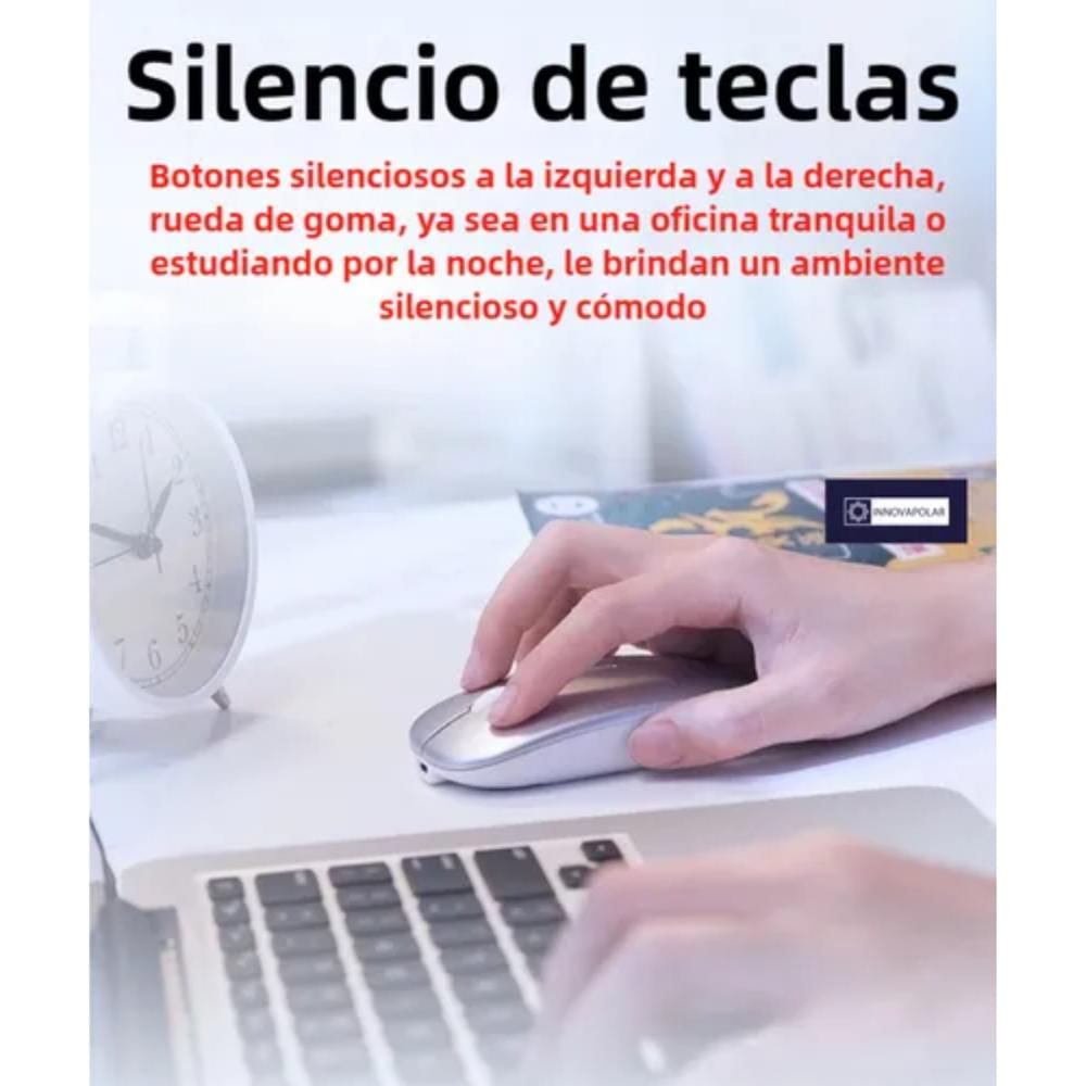 Mouse Recargable Silencioso Inalámbrico Ergonómico Color Negro img #3