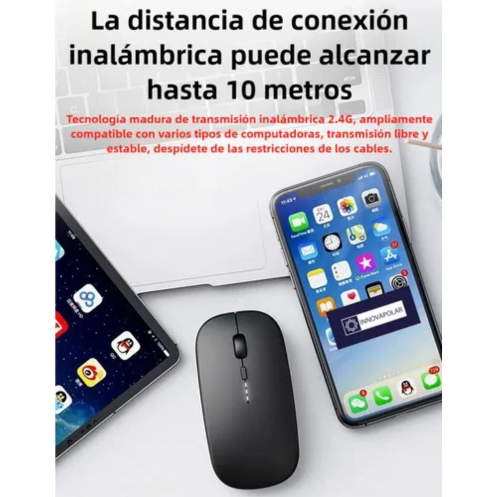 Mouse Recargable Silencioso Inalámbrico Ergonómico Color Negro img #4
