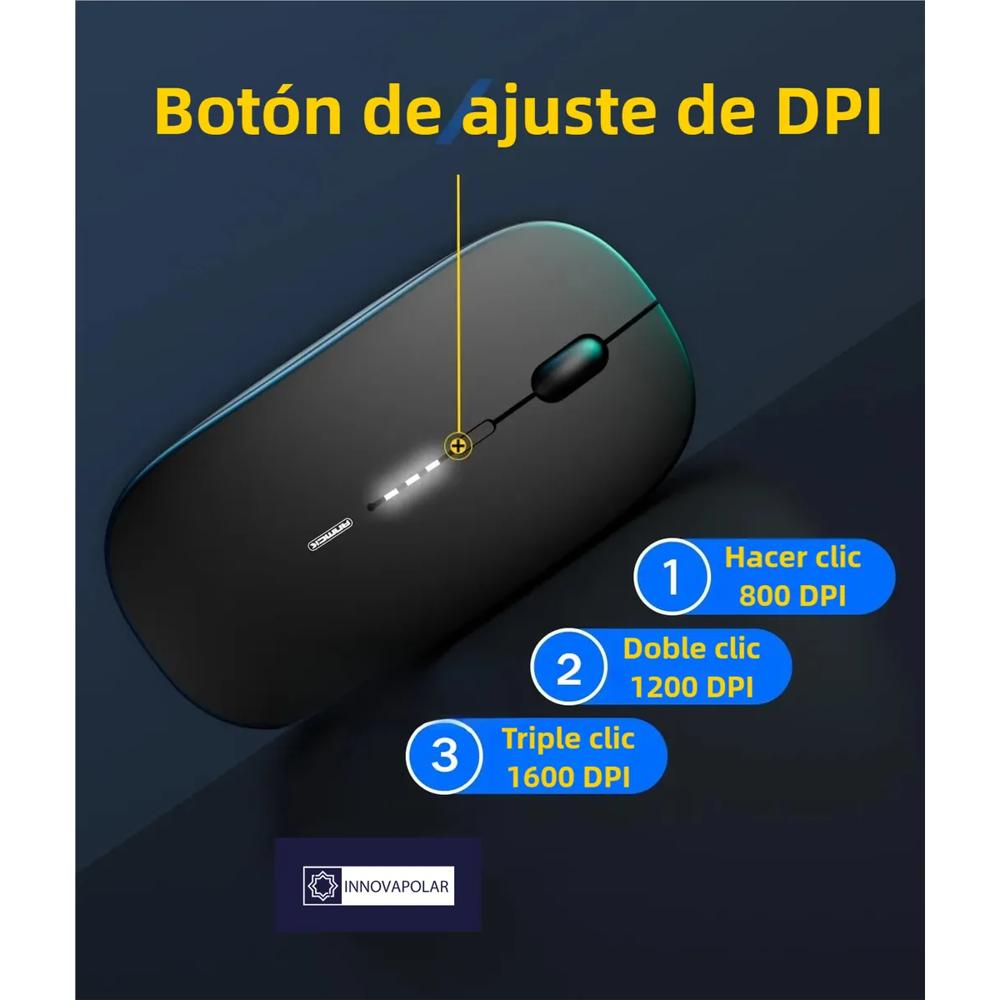 Mouse Recargable Silencioso Inalámbrico Ergonómico Color Negro img #5