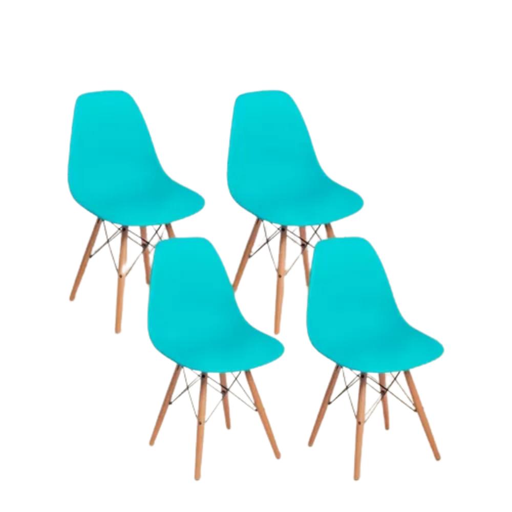 Set 4 Sillas Eames Eiffel Moderna Marca Mq Azul