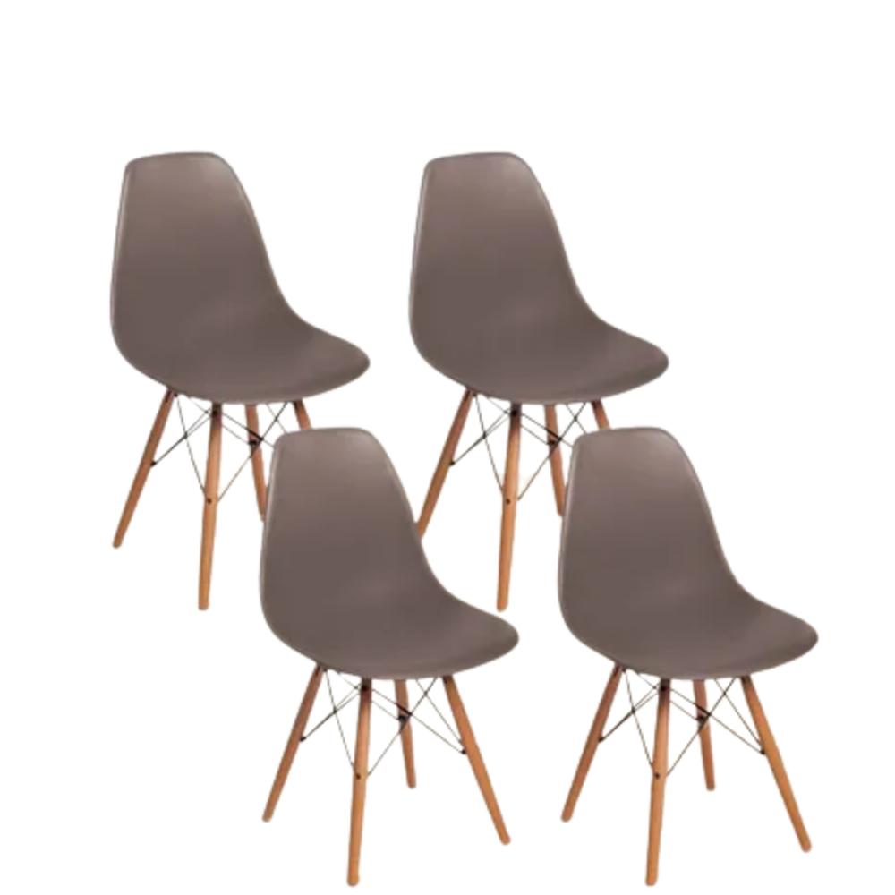 Set 4 Sillas Eames Eiffel Moderna Marca Mq Taupe