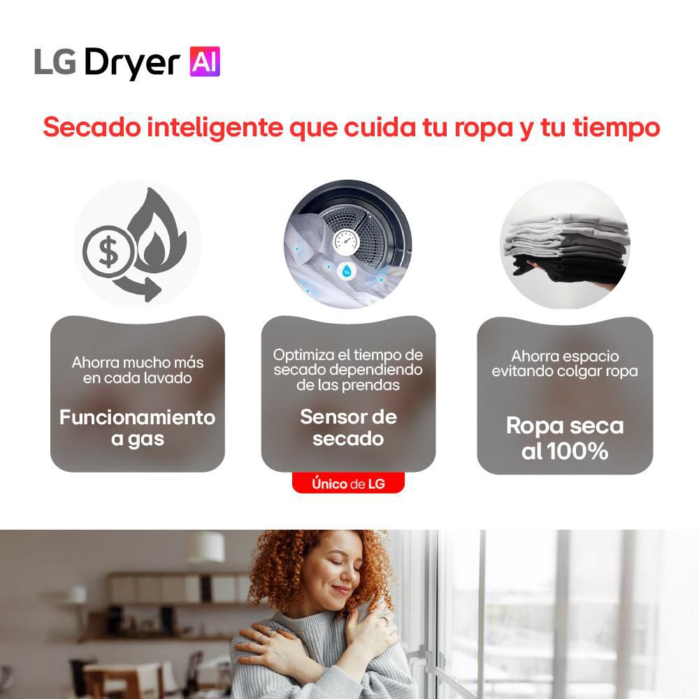 Secadora LG Gas 22 KG  DF22VV2SR Gris img #4
