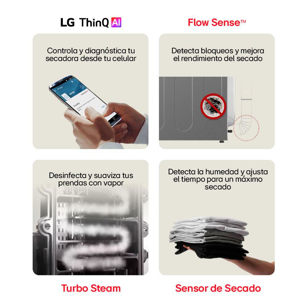 Secadora LG Gas 22 KG  DF22VV2SR Gris img #7