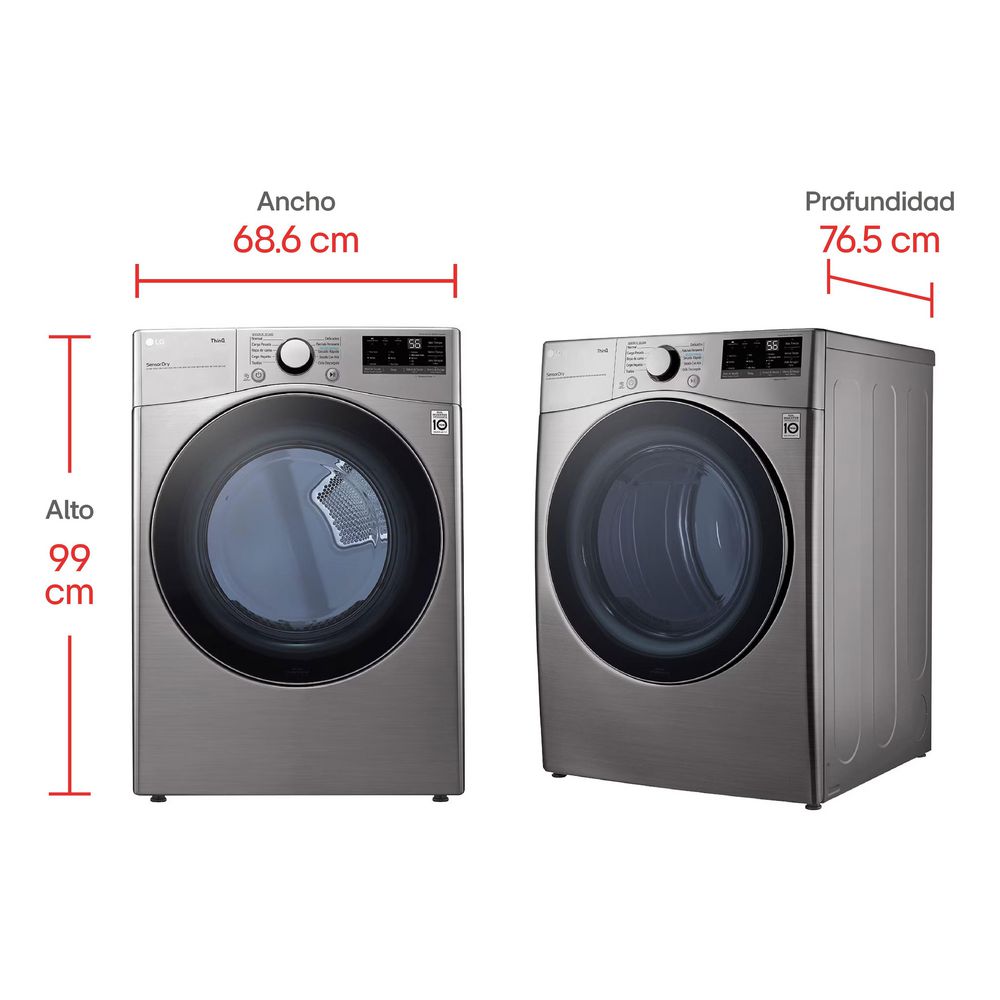 Secadora LG Gas 22 KG  DF22VV2SR Gris img #8