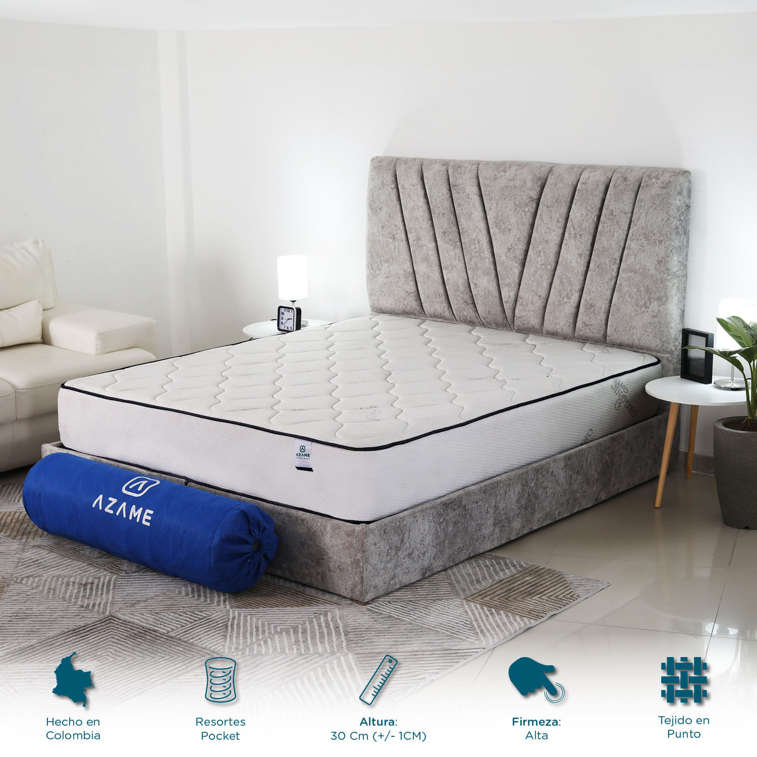 Colchon Enrollado Deluxe Doble Ortopedico Firmeza Media Resortes Pocket Doble Lado Encajon
