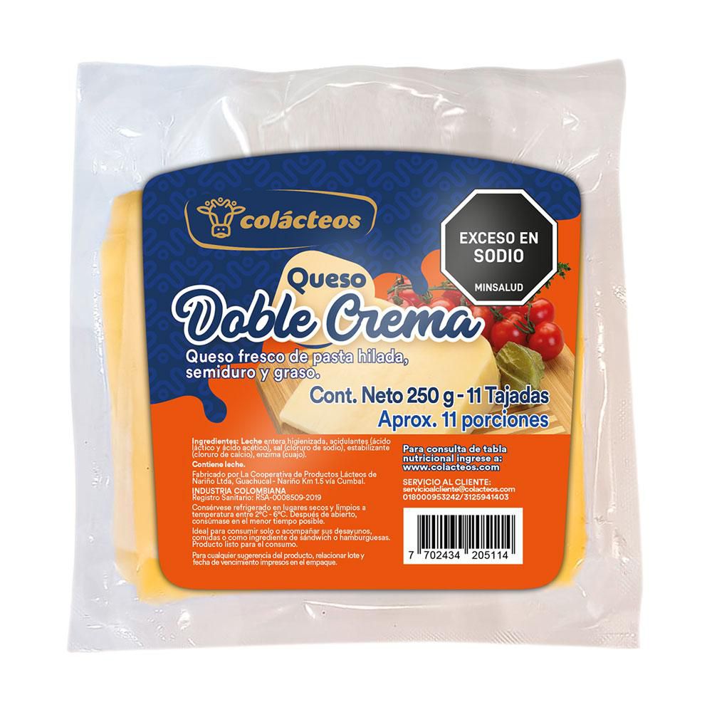 Queso COLACTEOS doble crema tajado (250  gr) img #1