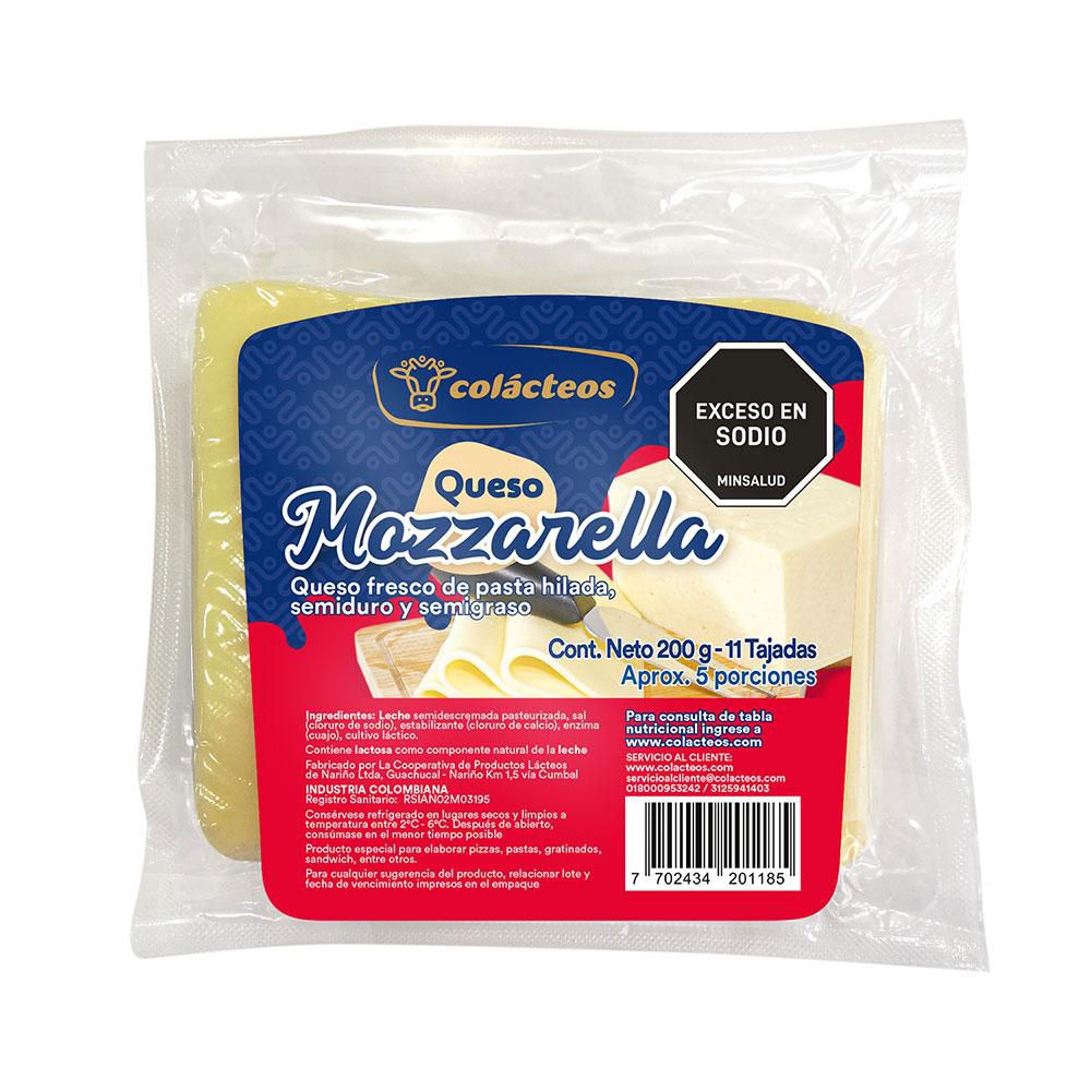 Queso COLACTEOS mozzarella tajado (200  gr) img #1