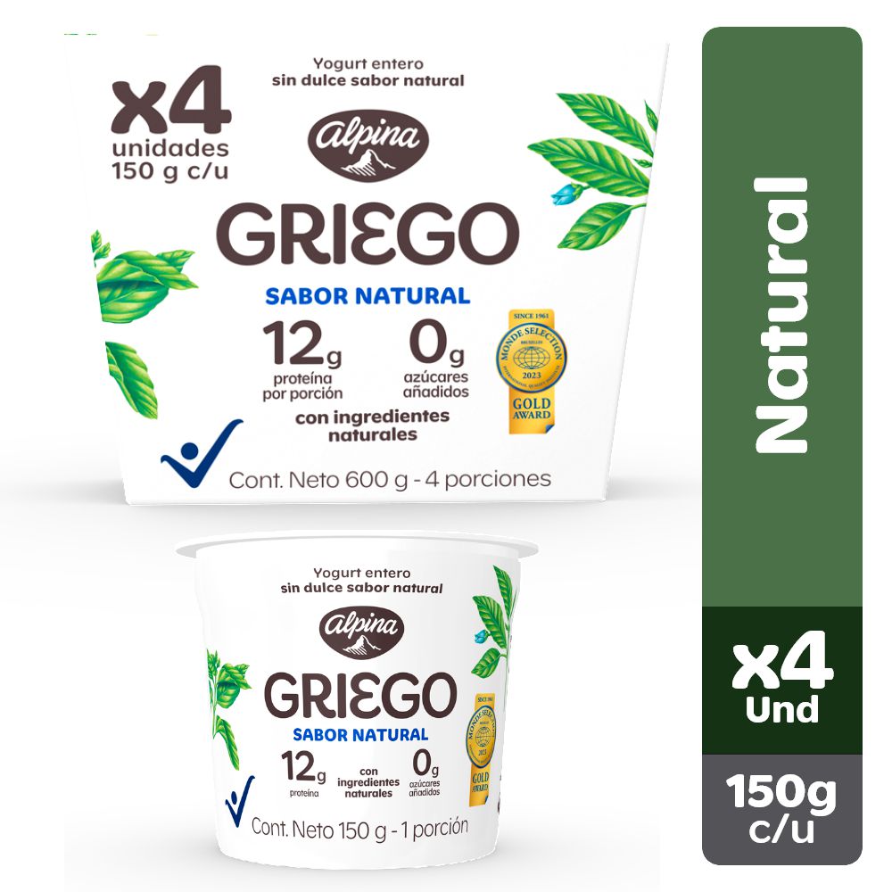 Yogurt griego ALPINA natural x4und (564  ml)
