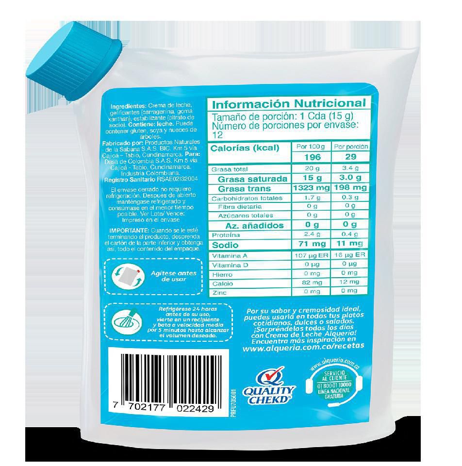 Crema de leche ALQUERIA semi entera light (180  gr) img #3