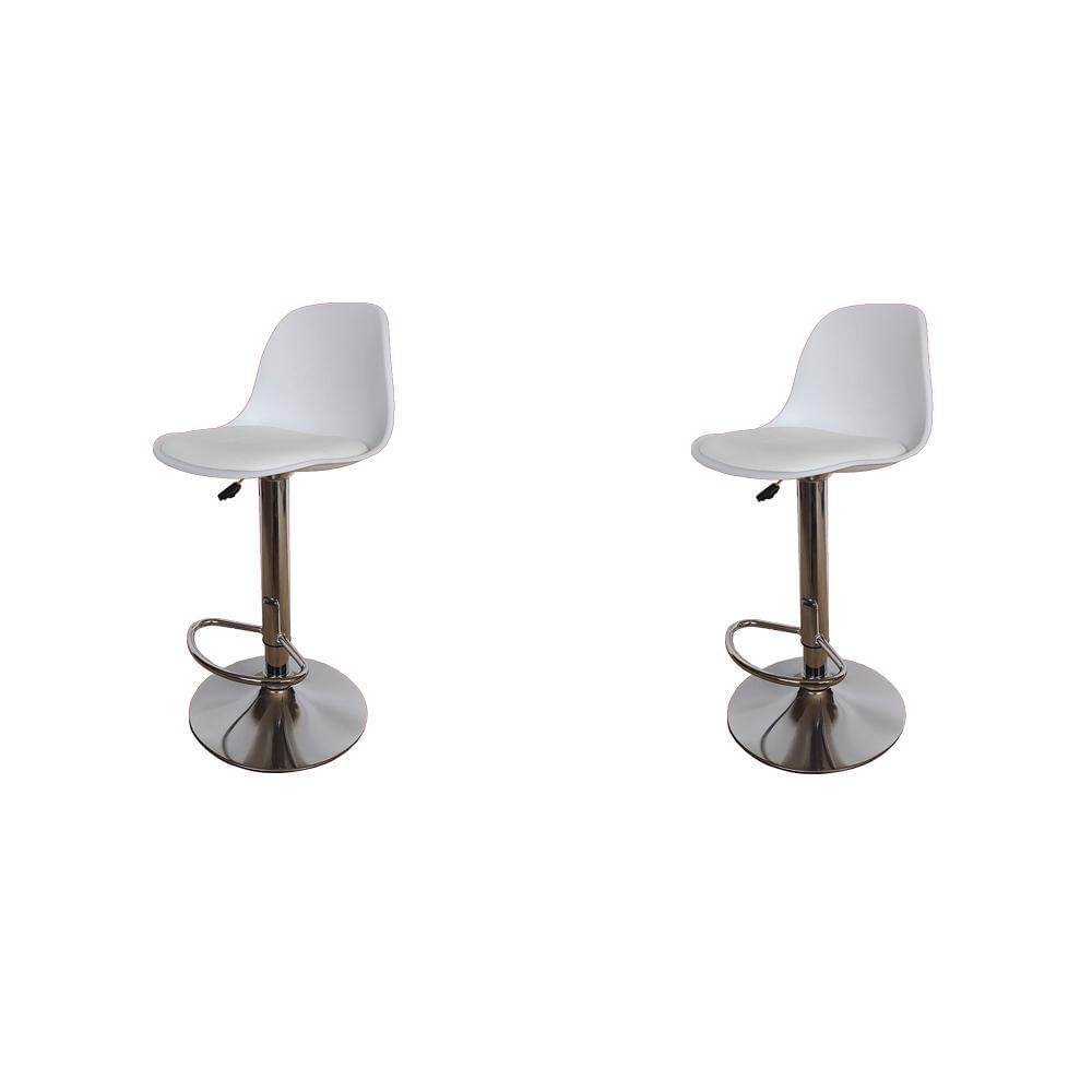 Kit De Dos Sillas Bar Napoles, Blanco, Base Metal Cromado img #1