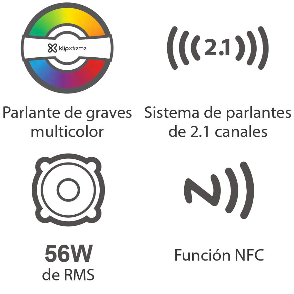 Sistema De Parlantes Klip Xtreme Blufusion 56W Con Bluetooth Usb Sd Auxiliar Fm img #2