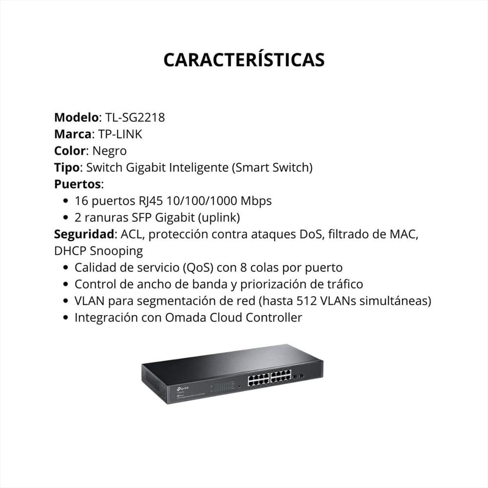 Switch Tp Link Smb Inteligente Jetstream Gigabit 16 Puertos Color Negro img #3