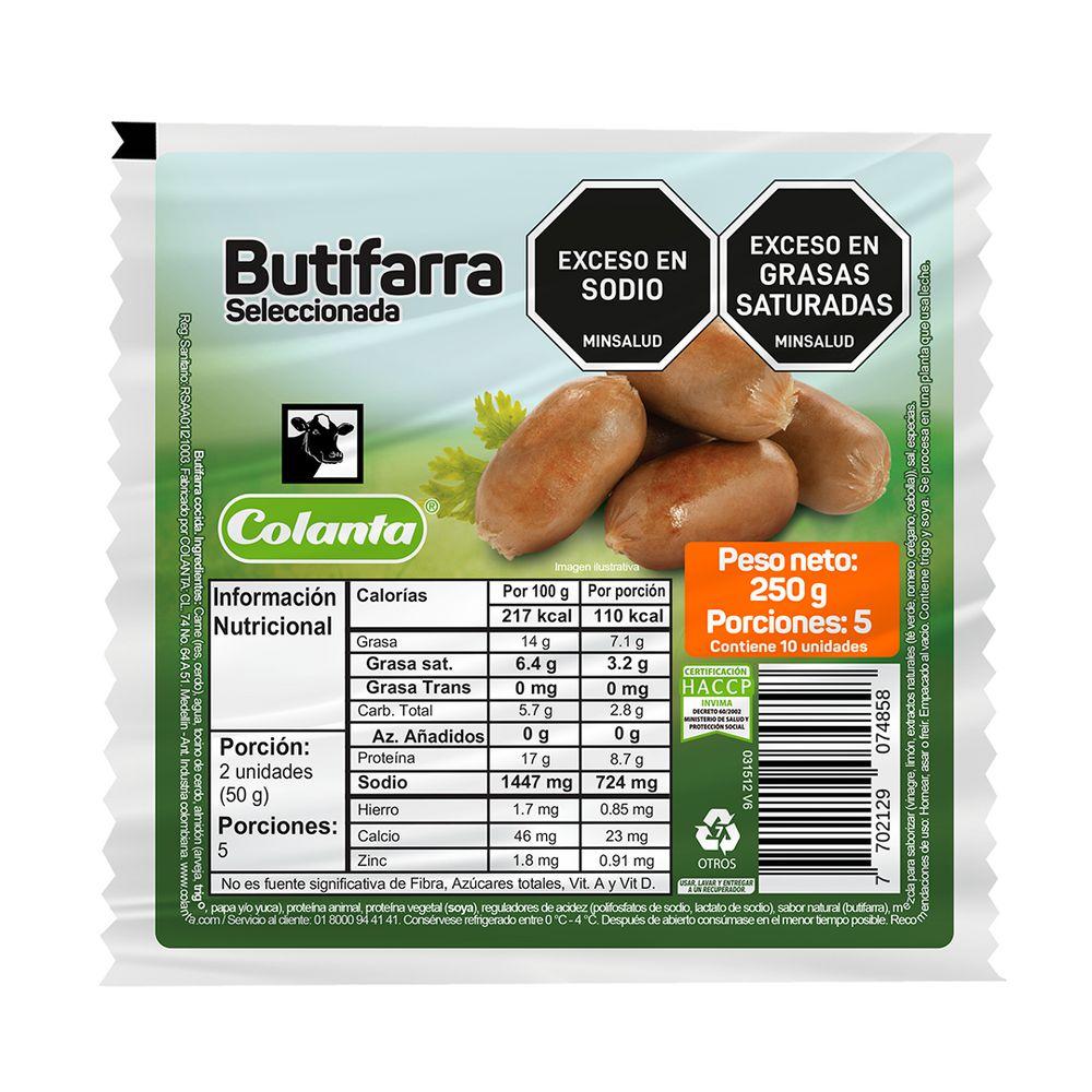 Butifarra COLANTA seleccionada (250  gr)