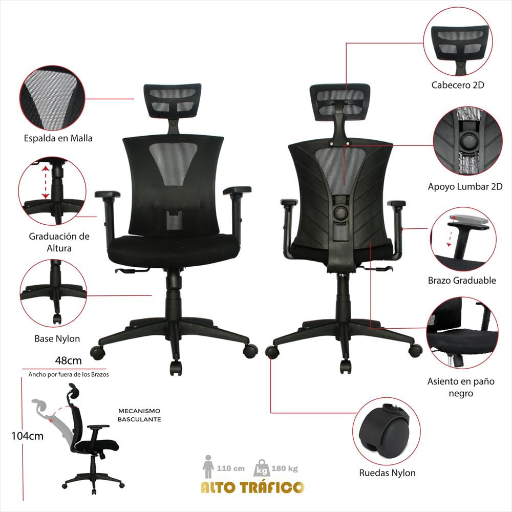 Silla De Oficina Jamundi Confort Operativa