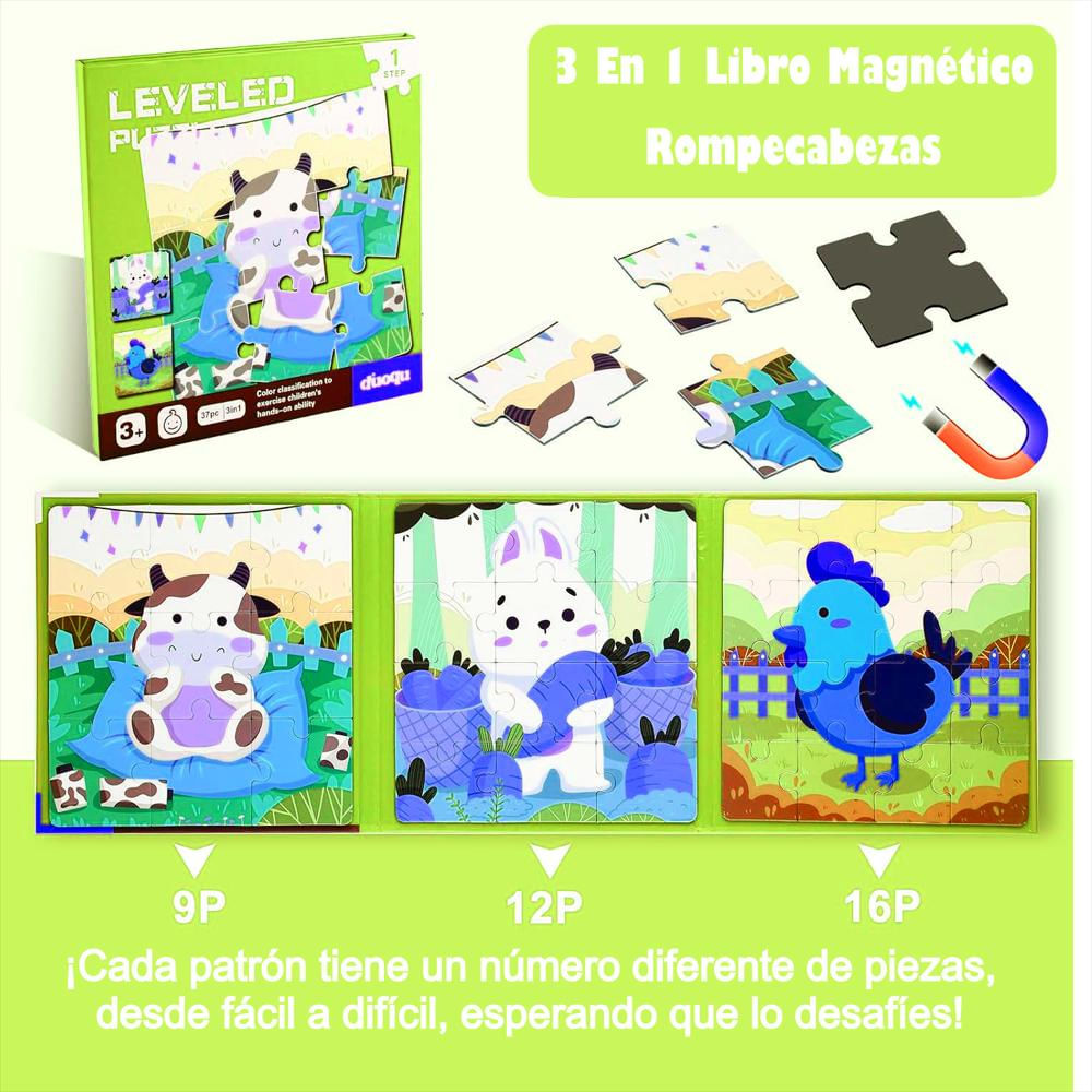 Libro Rompecabezas Magnético 3 En 1 Tema Animales De Granja img #4