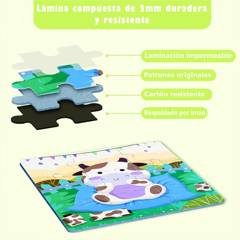 Libro Rompecabezas Magnético 3 En 1 Tema Animales De Granja img #5