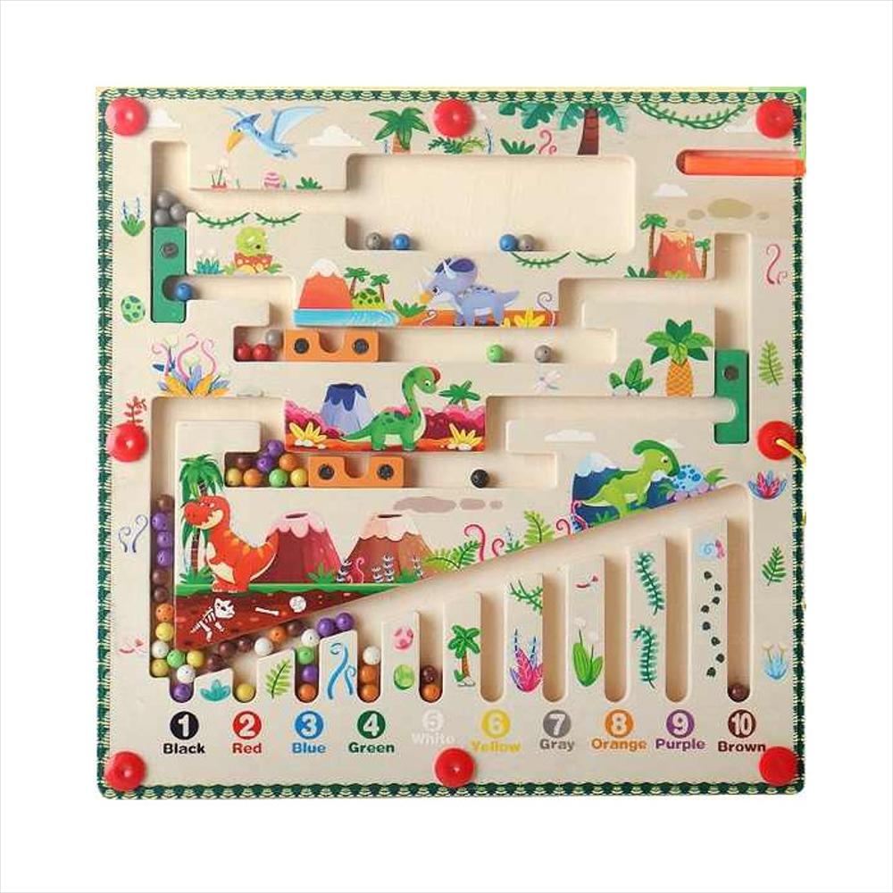 Laberinto Magnético Dinosaurio De Color Y Números Montessori img #1