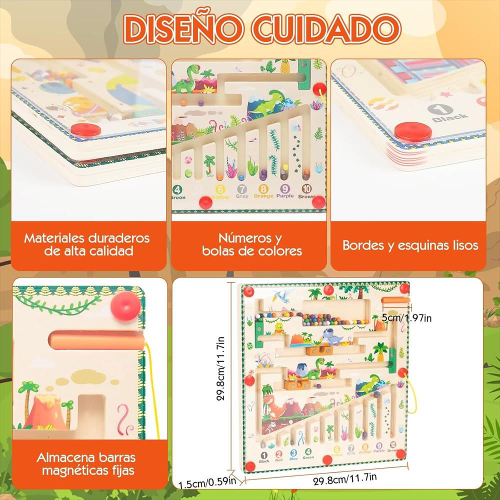 Laberinto Magnético Dinosaurio De Color Y Números Montessori img #3