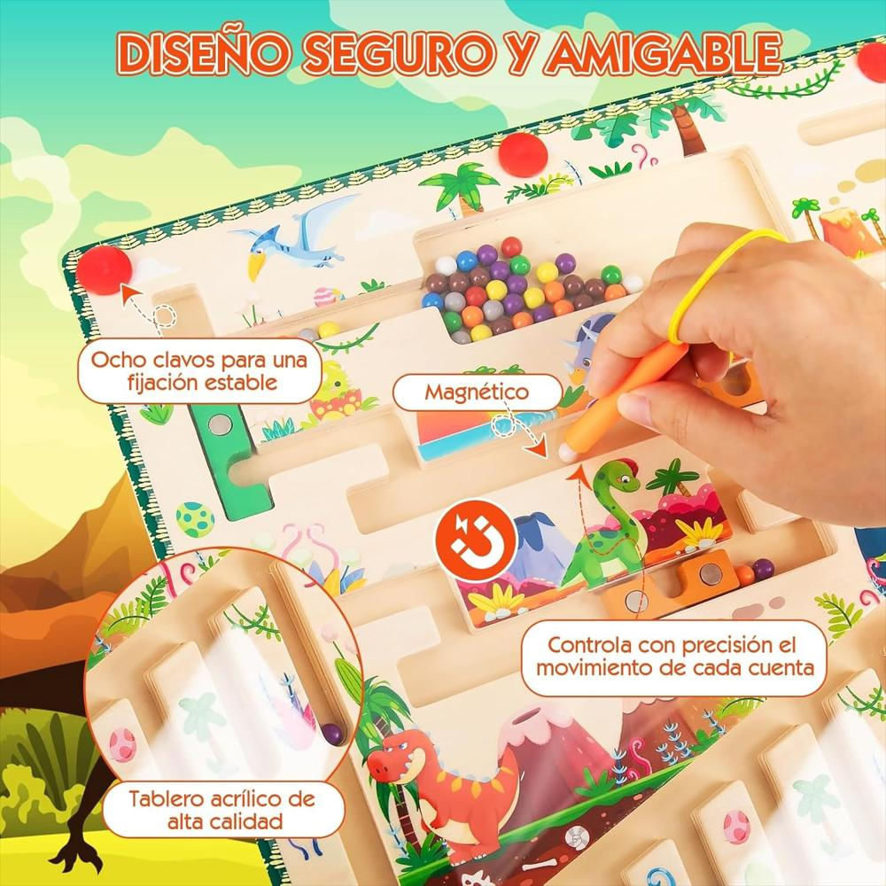 Laberinto Magnético Dinosaurio De Color Y Números Montessori img #4