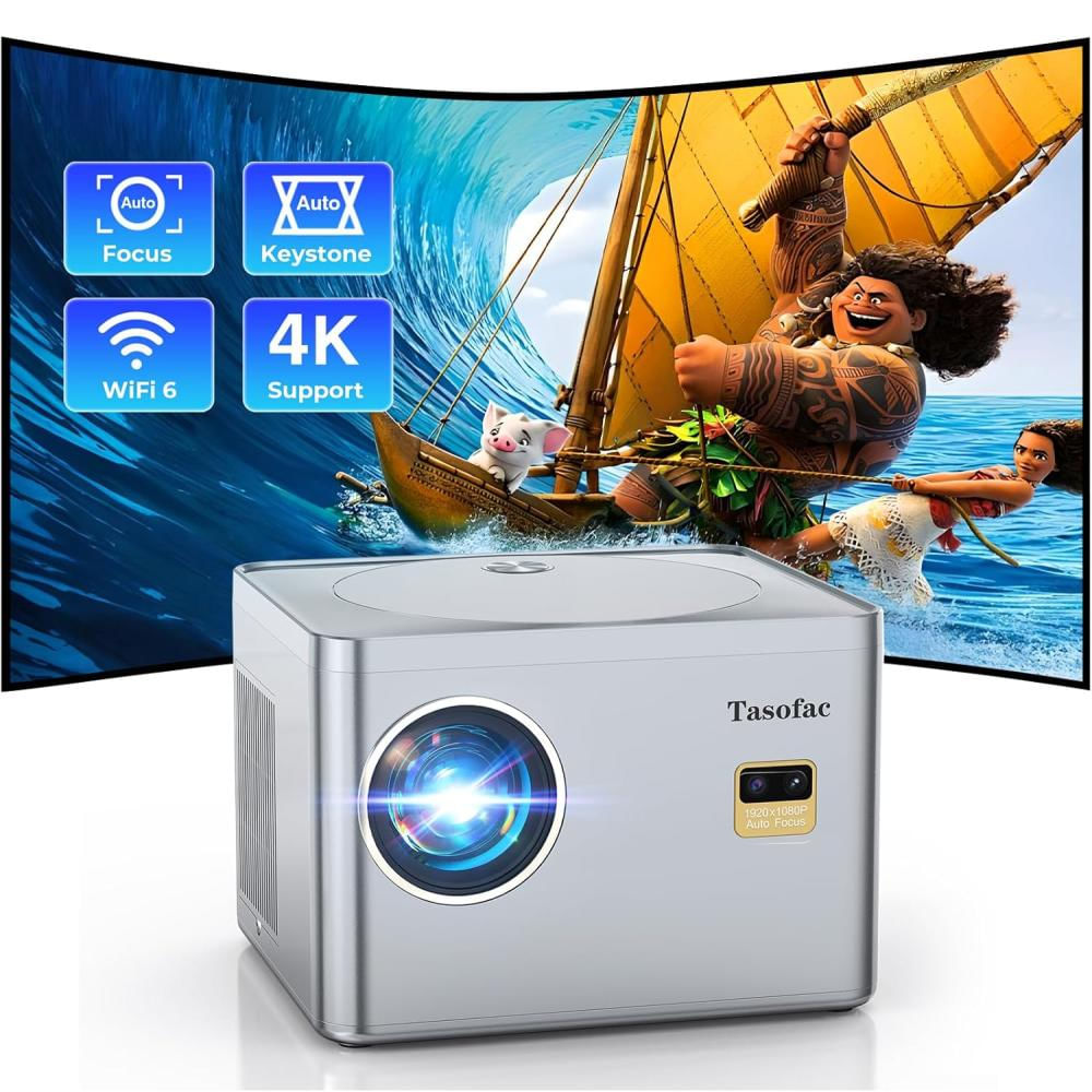 Proyector 4K Tasofac Wifi 800 Ansi 1080P Auto Focus + Telón img #2