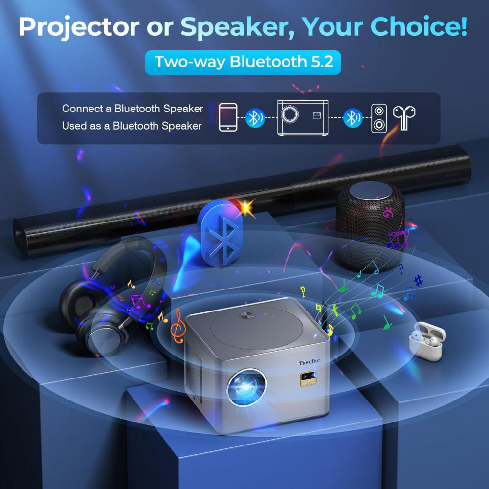 Proyector 4K Tasofac Wifi 800 Ansi 1080P Auto Focus + Telón img #4