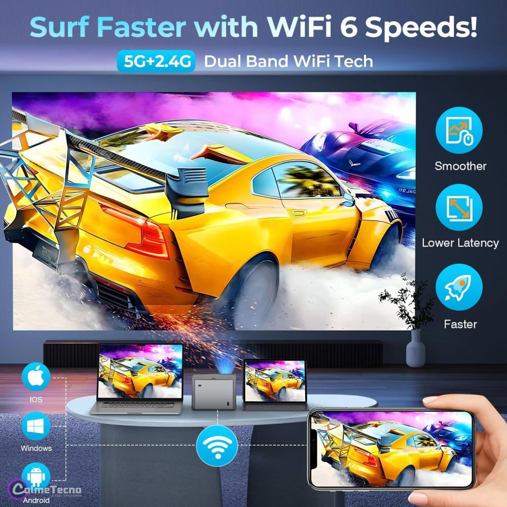 Proyector 4K Tasofac Wifi 800 Ansi 1080P Auto Focus + Telón img #5