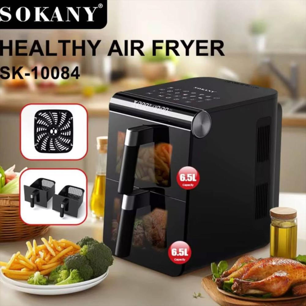 Freidora De Aire Digital Sk 10084 De 6,5 Litros + 6,5 Litros Con Teflón A Base De Aceite 280 img #2