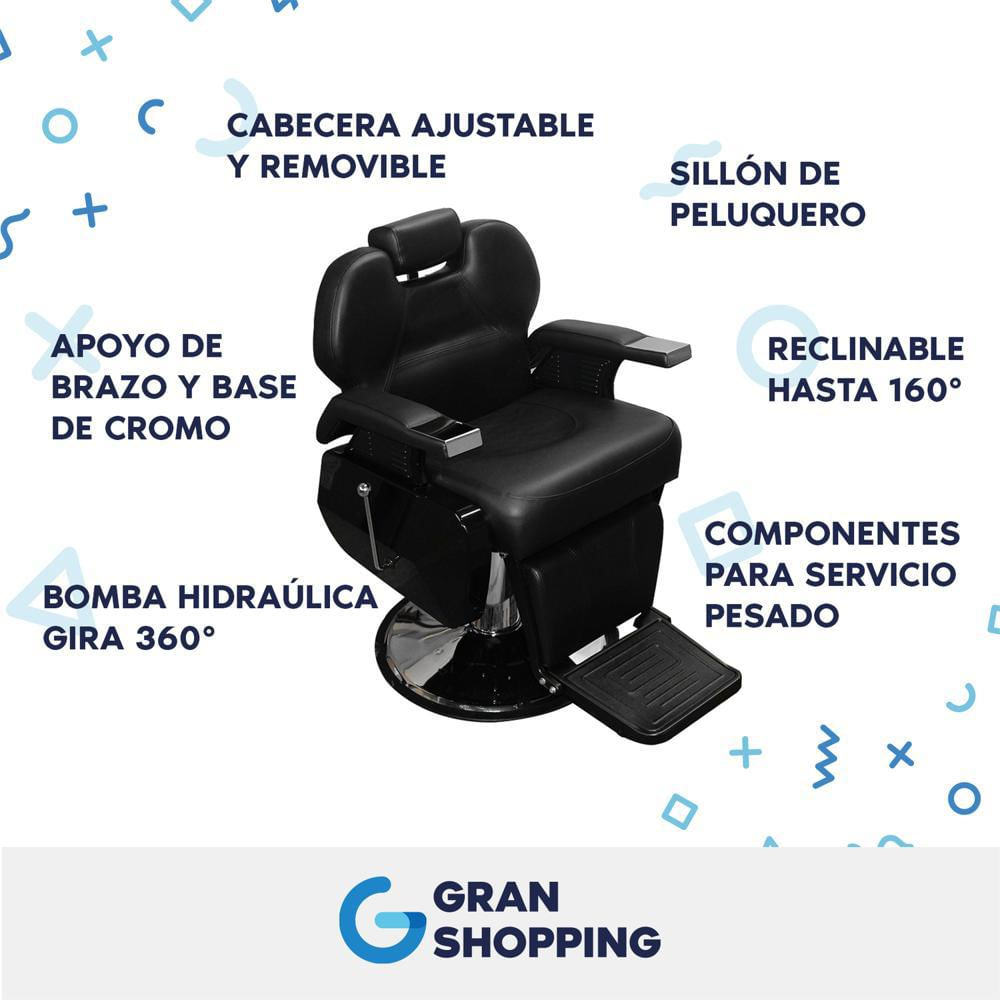 Sillon Silla Barbero Barberia Peluqueria Estetica Hidráulico Negro img #4