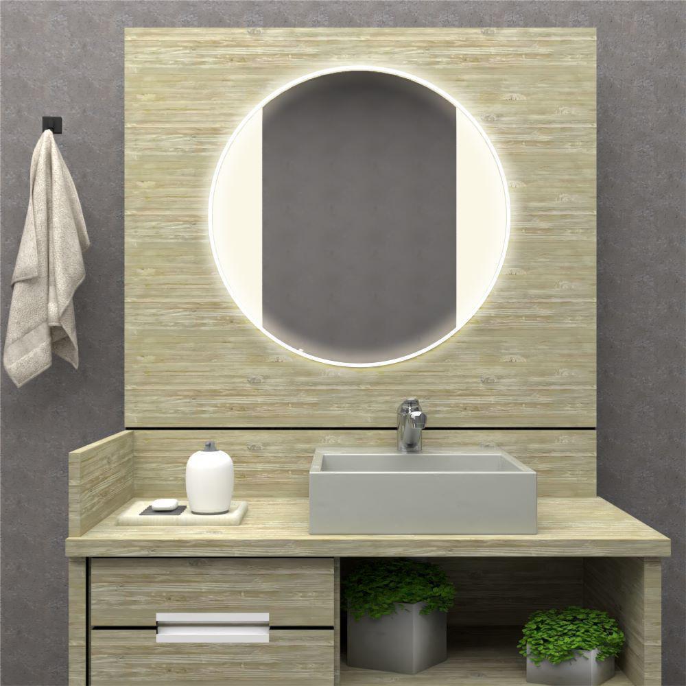 Espejo Redondo Lucca, Gris, Con Luz Led