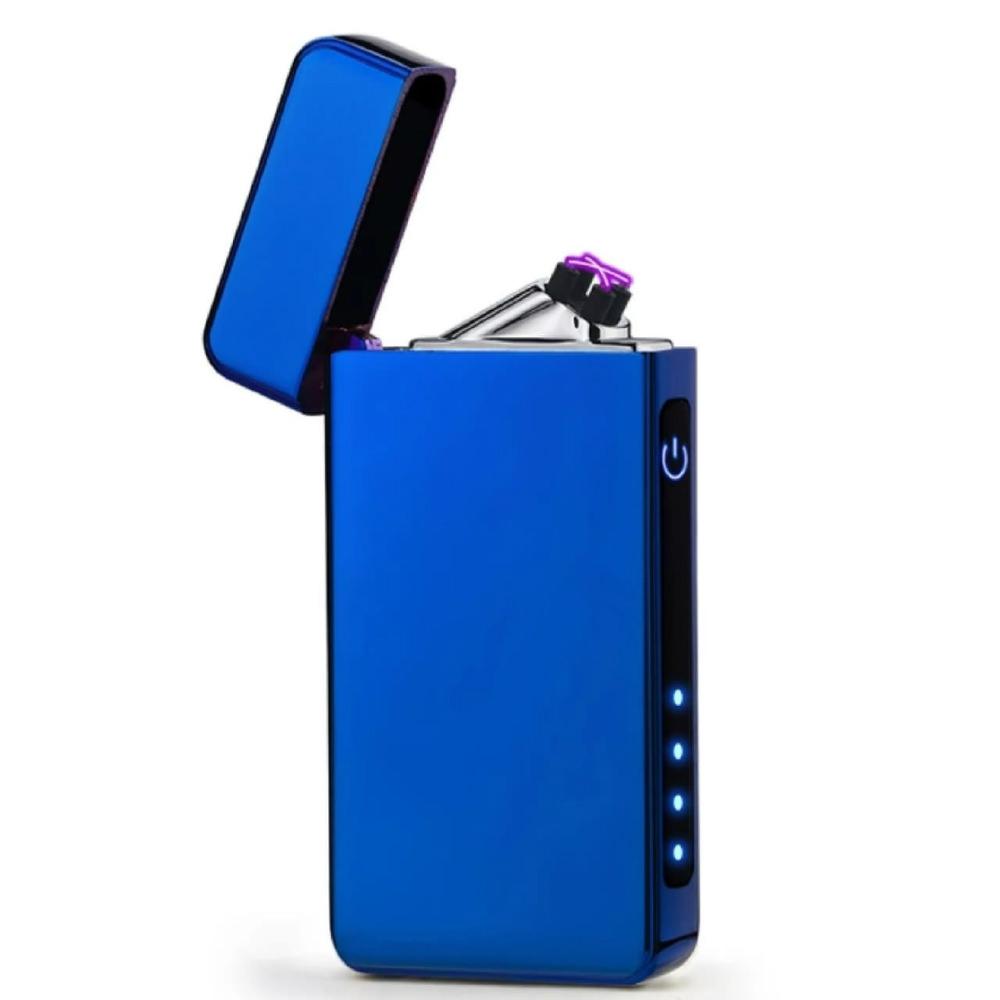 Encendedor Electrico Recargable Doble Arco Plasma Led Azul