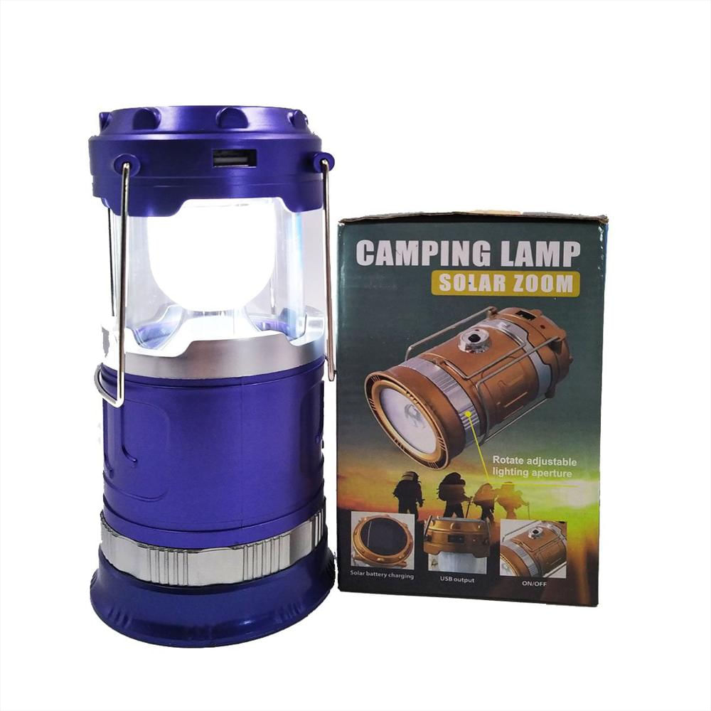Lampara Camping Azul Solar Linterna Recargable Ajustable Hogar