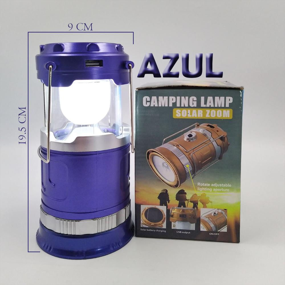 Lampara Camping Azul Solar Linterna Recargable Ajustable Hogar img #2