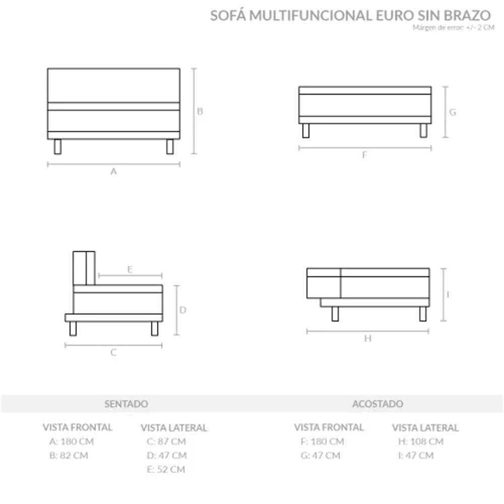Sofa Cama Multifuncional Euro | Cuero Sintetico Negro img #5