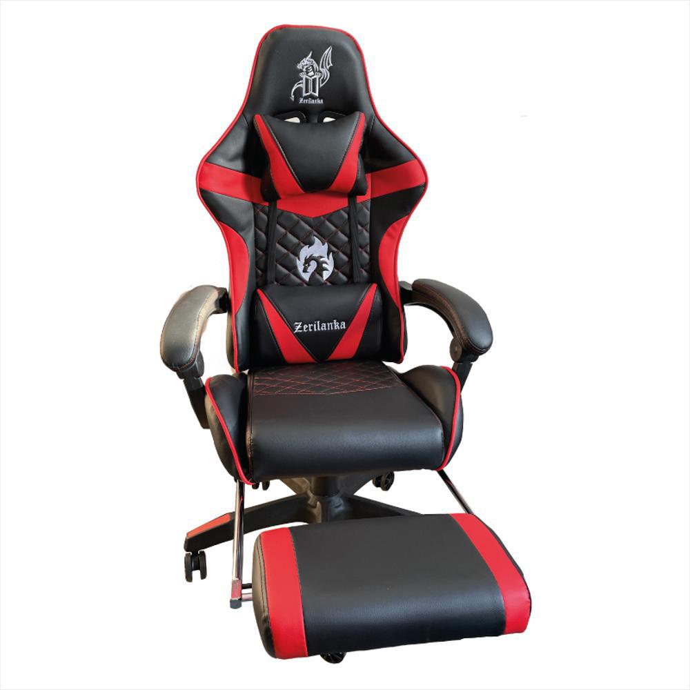 Silla Gamer Reclinable Giratoria Con Reposapies Color Negro img #3