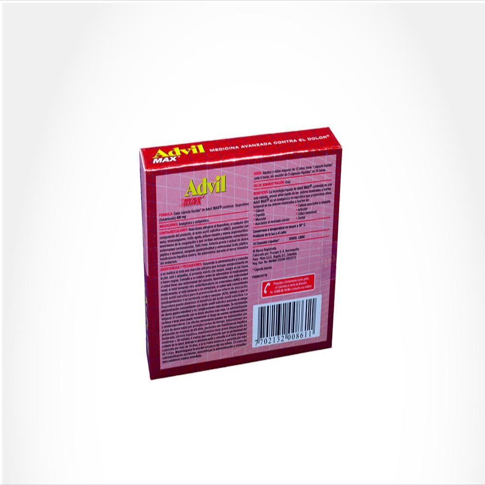 Advil Max Ibuprofeno 400Mg Cap Glt Bla Oral Caj 10 Cap 1 U img #2