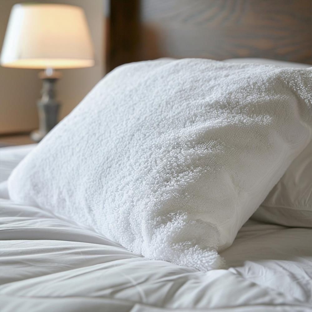 Combo Protector De Colchón Y Almohada Terry Impermeable Cama King Color Blanco img #3