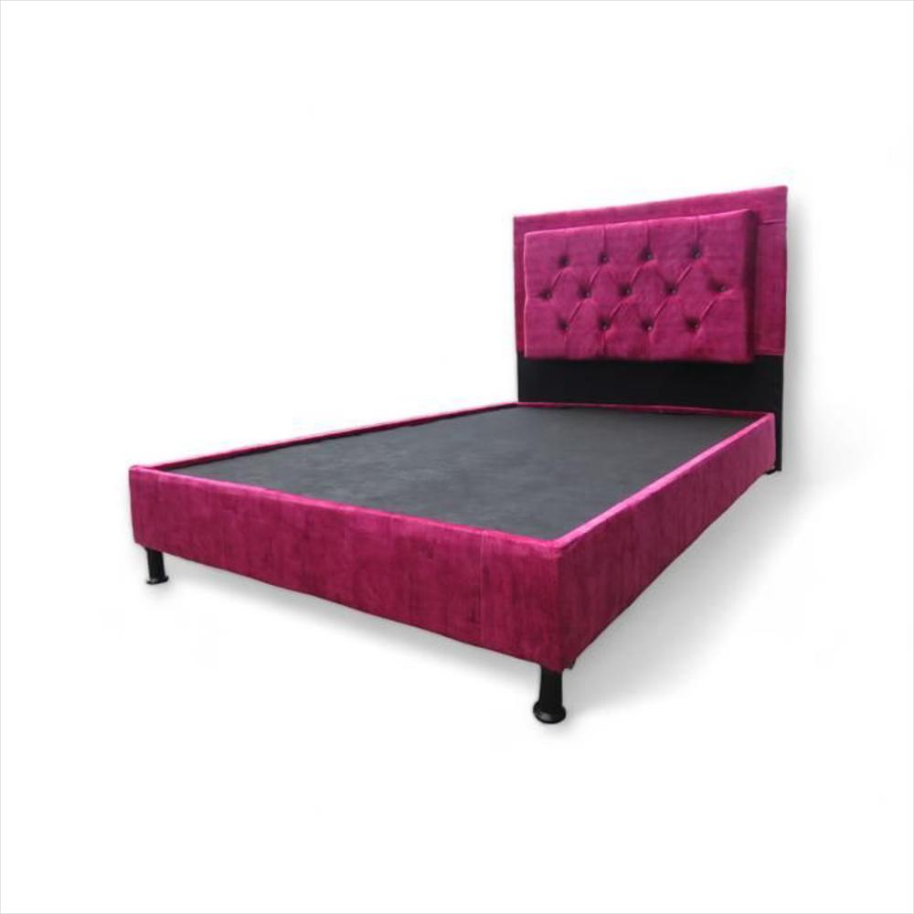 Base Cama Queen Con Espaldar Rosado Tamaño 190X160 Cm